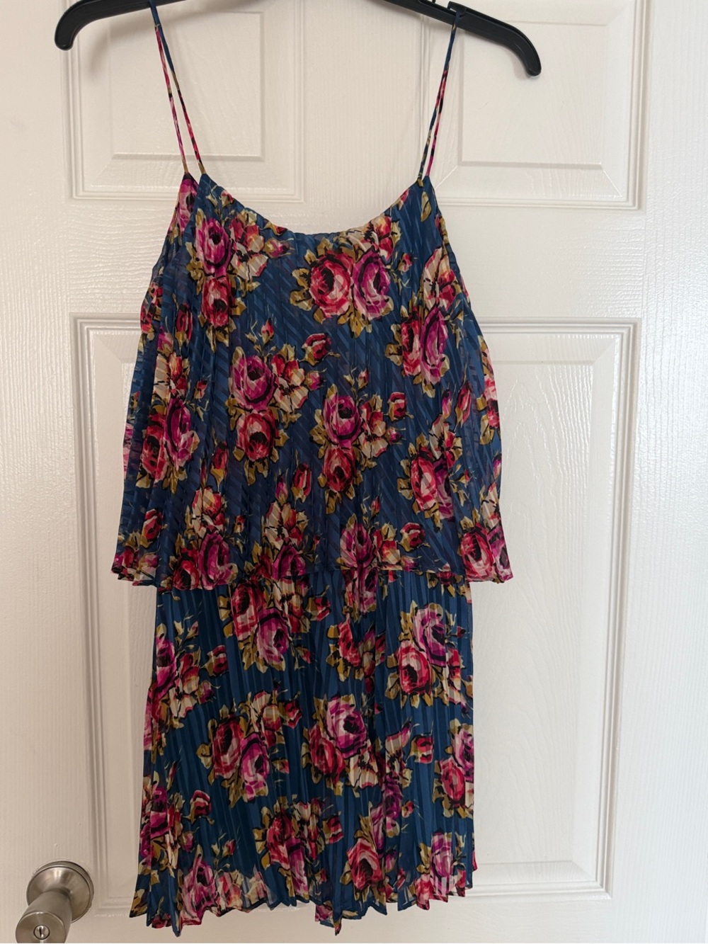 Zimmermann Blue Floral Print romper with Pink Roses